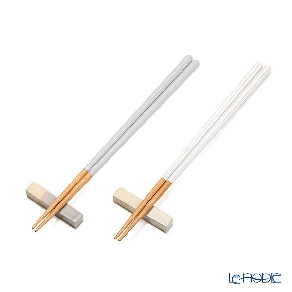 若狭塗 Haze ヘイズ 若狭塗箸と美濃焼箸置き ペア セット GY×WH グレー×ホワイト