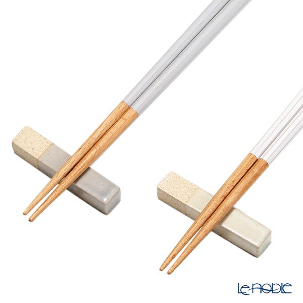 若狭塗 Haze ヘイズ 若狭塗箸と美濃焼箸置き ペア セット GY×WH グレー×ホワイト