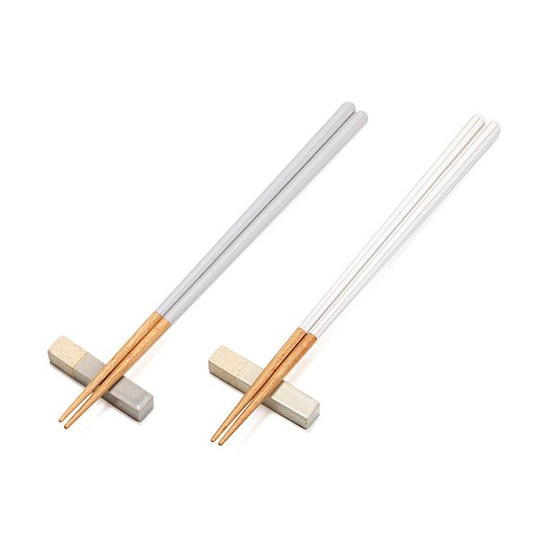 若狭塗 Haze ヘイズ 若狭塗箸と美濃焼箸置き ペア セット GY×WH グレー×ホワイト