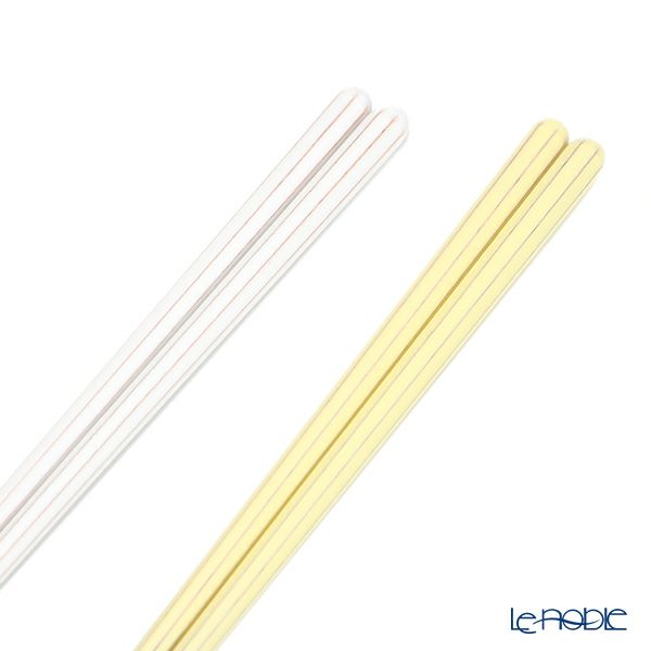 若狭塗 Haze ヘイズ 若狭塗箸と美濃焼箸置き ペア セット WH×YE ホワイト×イエロー