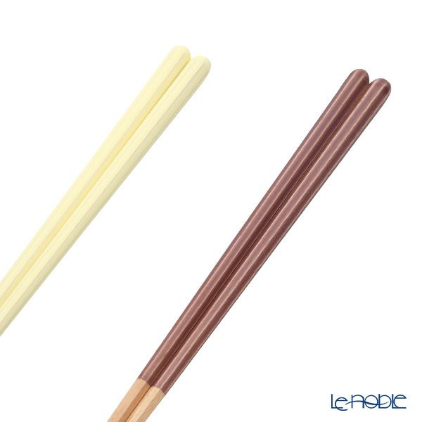 若狭塗 Haze ヘイズ 若狭塗箸と美濃焼箸置き ペア セット YE×PL イエロー×プラム