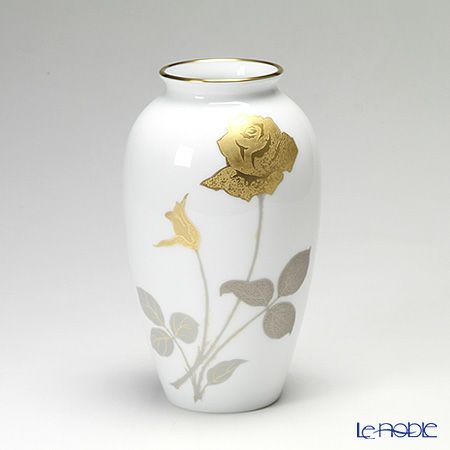 大倉陶園 金蝕バラ 花瓶 23cm 2A／2016