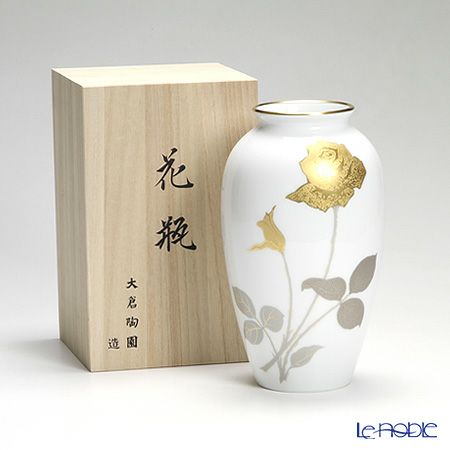 大倉陶園 金蝕バラ 花瓶 23cm 2A／2016