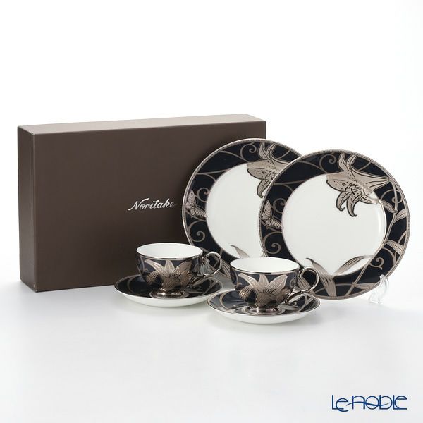 ノリタケ 花銀彩百合 4697J／TP1035 ティータイムペアセット