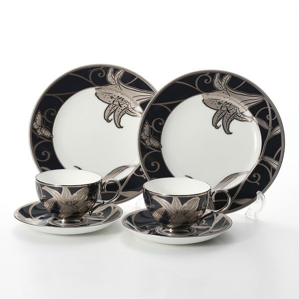 ノリタケ 花銀彩百合 4697J／TP1035 ティータイムペアセット