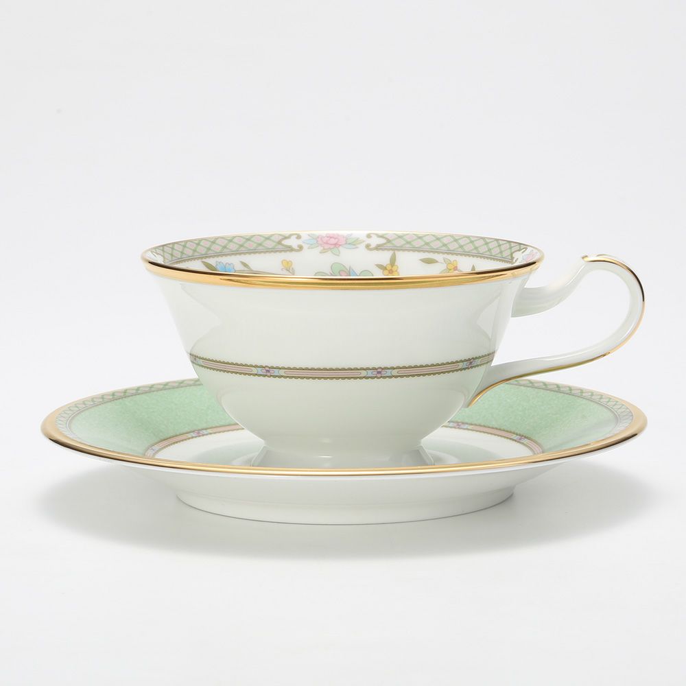 ノリタケ ヨシノ 9983J／Y59587 ティー・コーヒー兼用 碗皿 グリーン