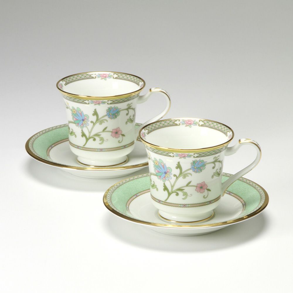 ノリタケ ヨシノ 9983J／Y6704C アメリカン碗皿 ペア（グリーン）