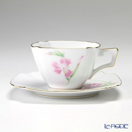 大倉陶園 「新日本の雅」より 茶花シリーズ 撫子 碗皿（カップ＆ソーサー） 108C／E154