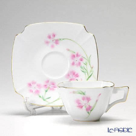 大倉陶園 「新日本の雅」より 茶花シリーズ 撫子 碗皿（カップ＆ソーサー） 108C／E154