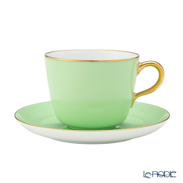 大倉陶園 色蒔き ティーカップ＆ソーサー／モーニング碗皿 295ml ライトグリーン 1051／26C
