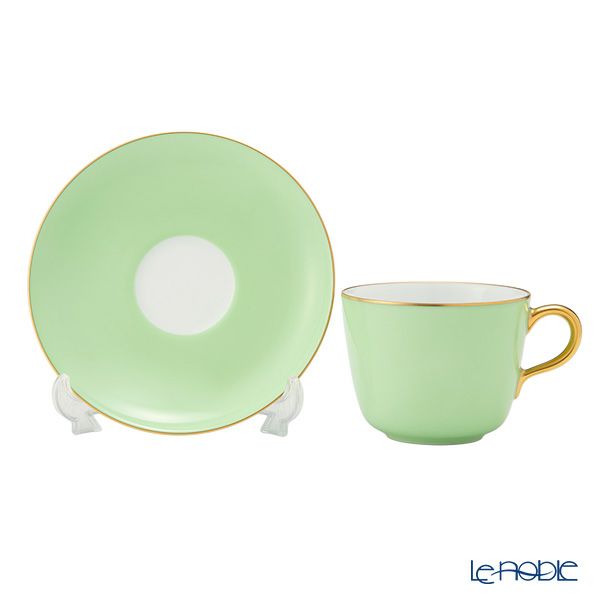 大倉陶園 色蒔き ティーカップ＆ソーサー／モーニング碗皿 295ml ライトグリーン 1051／26C