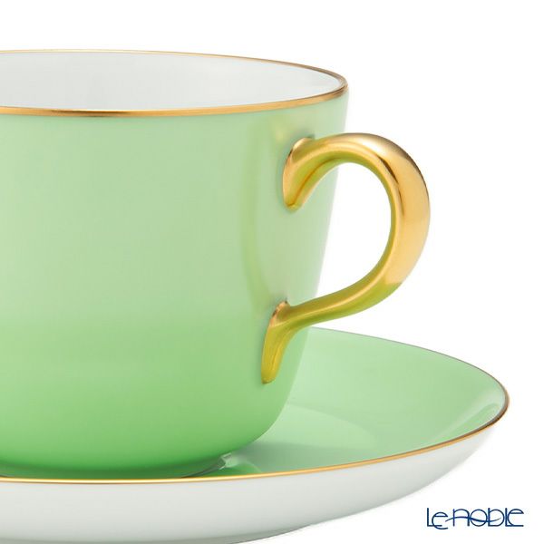 大倉陶園 色蒔き ティーカップ＆ソーサー／モーニング碗皿 295ml ライトグリーン 1051／26C