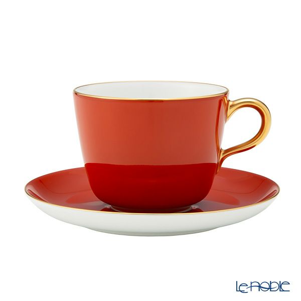 大倉陶園 色蒔き ティーカップ＆ソーサー／モーニング碗皿 295ml レッド 1071／26C