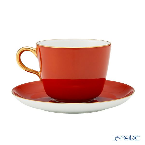 大倉陶園 色蒔き ティーカップ＆ソーサー／モーニング碗皿 295ml レッド 1071／26C
