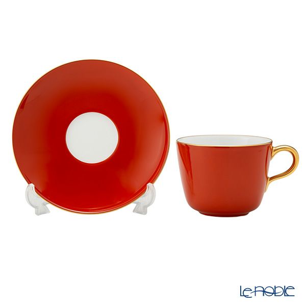大倉陶園 色蒔き ティーカップ＆ソーサー／モーニング碗皿 295ml レッド 1071／26C