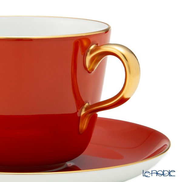 大倉陶園 色蒔き ティーカップ＆ソーサー／モーニング碗皿 295ml レッド 1071／26C