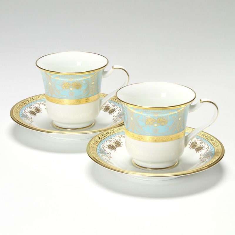 ノリタケ ジョージアンターコイズ 4857J／P59589 アメリカン碗皿 ペア