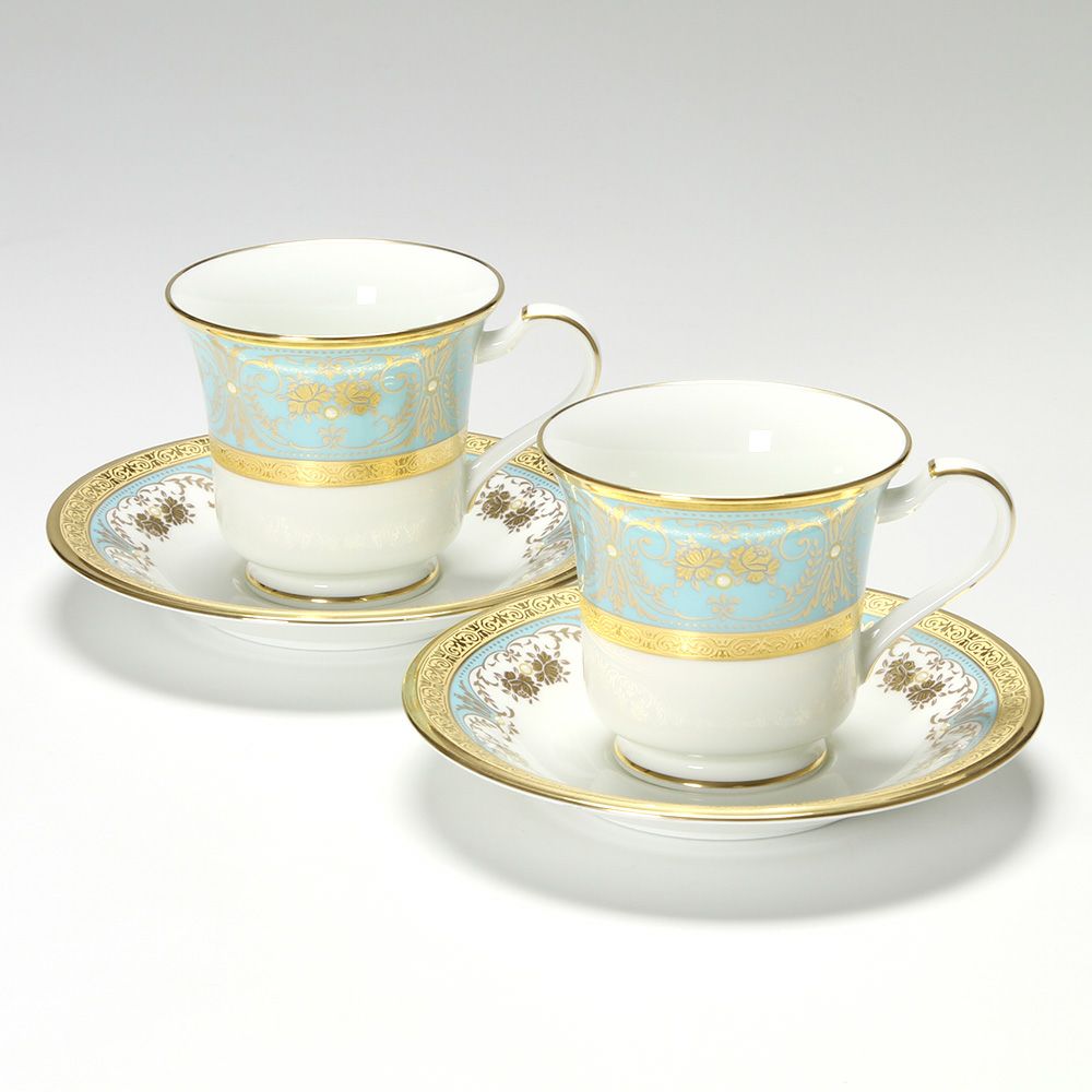 ノリタケ ジョージアンターコイズ 4857J／P59589 アメリカン碗皿 ペア