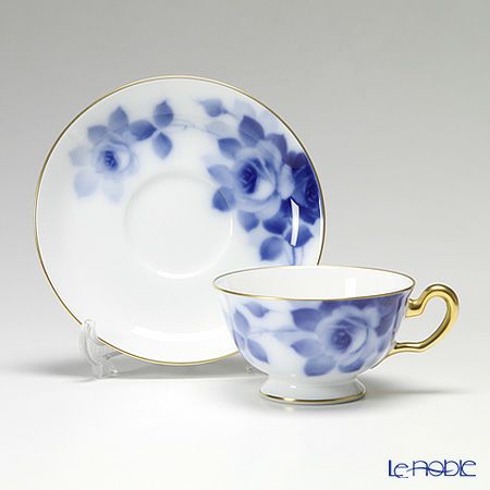 大倉陶園 ブルーローズ ティー碗皿（カップ＆ソーサー） 8011／6C