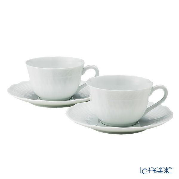 ノリタケ シェール ブラン ティー・コーヒー碗皿 ペアセット 1655L／P94887