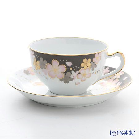 大倉陶園 友禅桜 ティー・コーヒー碗皿（カップ＆ソーサー） 1C／A682-2