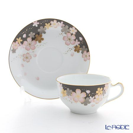 大倉陶園 友禅桜 ティー・コーヒー碗皿（カップ＆ソーサー） 1C／A682-2
