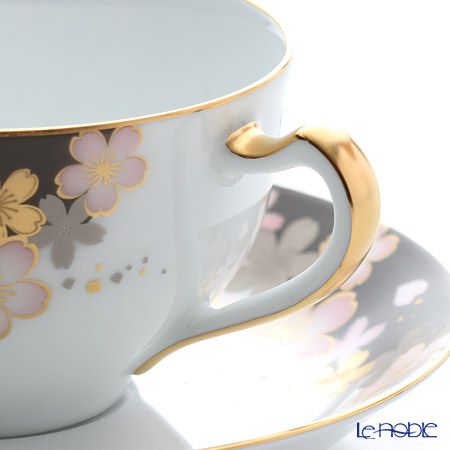 大倉陶園 友禅桜 ティー・コーヒー碗皿（カップ＆ソーサー） 1C／A682-2