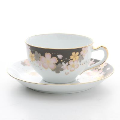 大倉陶園 友禅桜 ティー・コーヒー碗皿（カップ＆ソーサー） 1C／A682