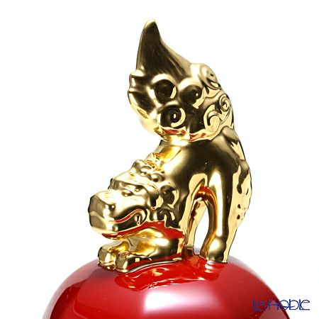 ノリタケ 蓋付辰砂花生 狛犬 T53832／B33