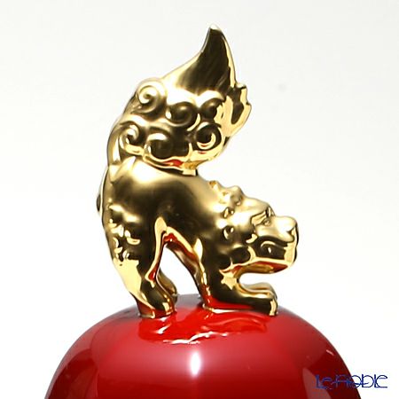 ノリタケ 蓋付辰砂花生 狛犬 T53832／B33