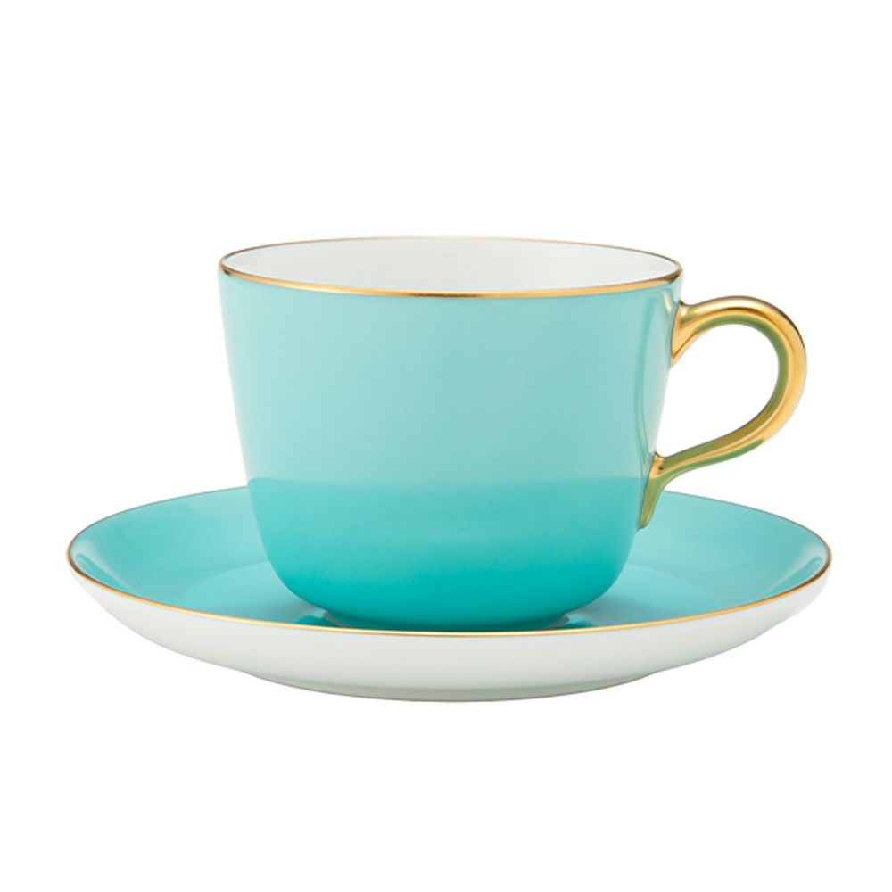 大倉陶園 色蒔き ティーカップ＆ソーサー／モーニング碗皿 295ml ライトブルー 1261／26C