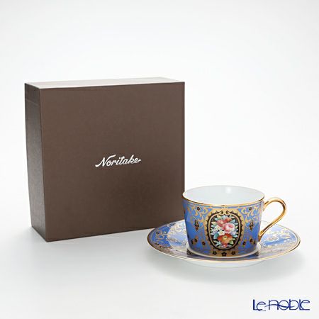 ノリタケ オマージュコレクション H-765J／T2401 カプチーノ碗皿（青絵花文）