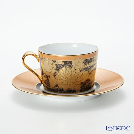 ノリタケ オマージュコレクション 橙絵花鳥文 H-766J／T2401 カプチーノカップアンドソーサー