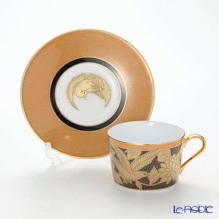 ノリタケ オマージュコレクション 橙絵花鳥文 H-766J／T2401 カプチーノカップアンドソーサー