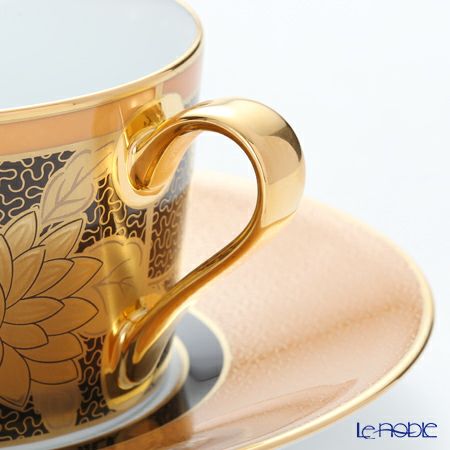 ノリタケ オマージュコレクション 橙絵花鳥文 H-766J／T2401 カプチーノカップアンドソーサー