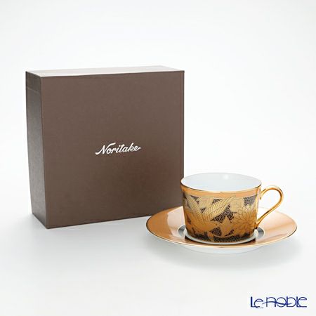 ノリタケ オマージュコレクション 橙絵花鳥文 H-766J／T2401 カプチーノカップアンドソーサー