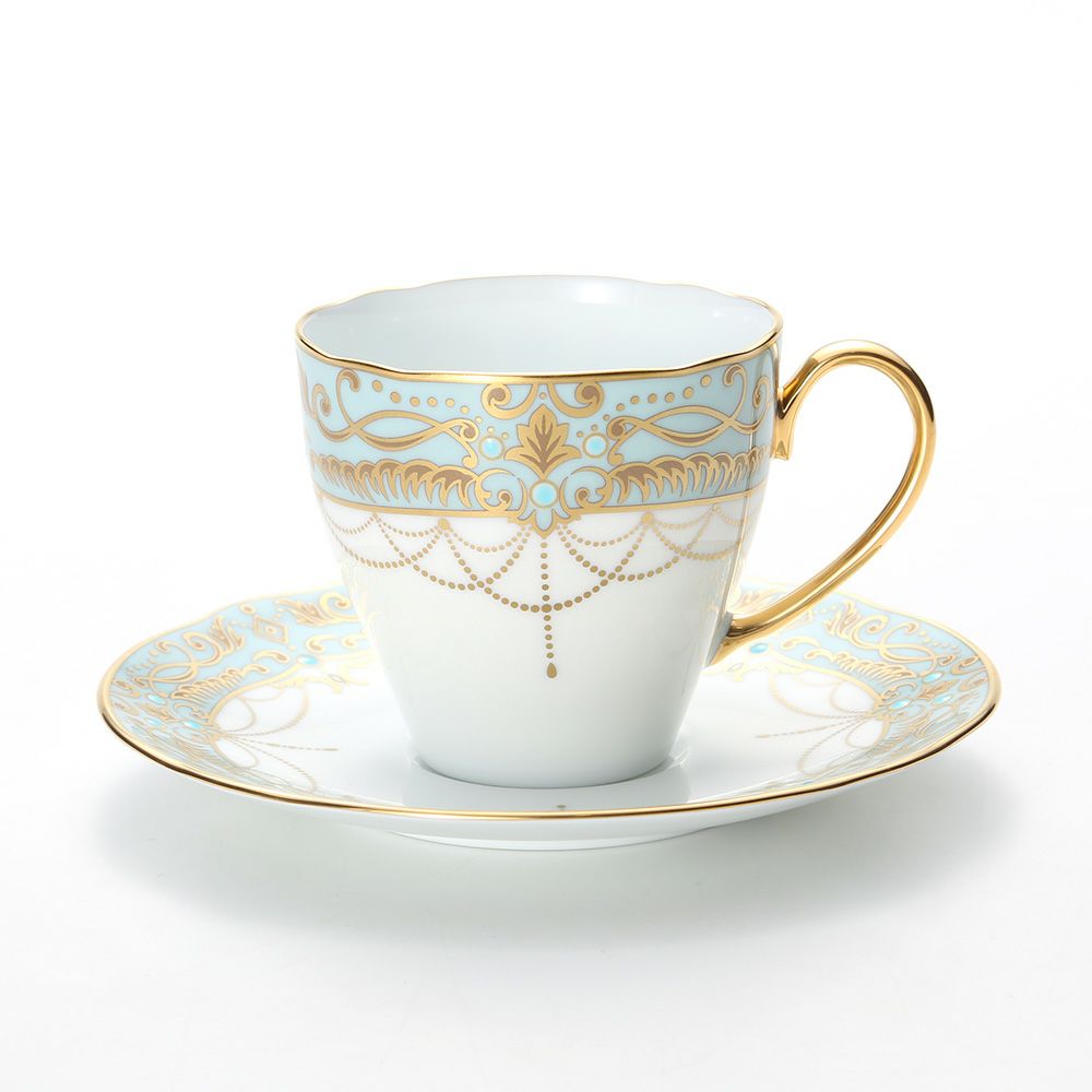 ノリタケ オマージュコレクション H-772J／T2403 コーヒー碗皿（藍白絵唐草文）