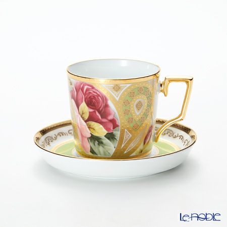 ノリタケ オマージュコレクション H-770J／T2402 コーヒー碗皿（若草色絵薔薇文）