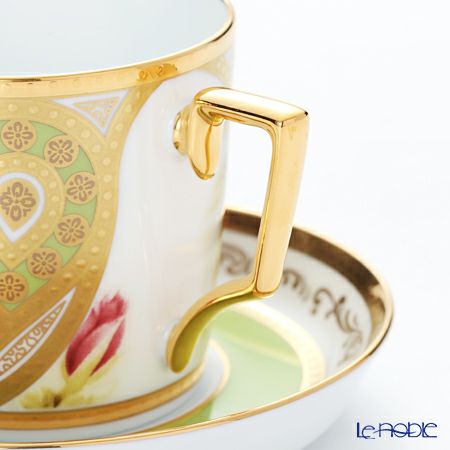 ノリタケ オマージュコレクション H-770J／T2402 コーヒー碗皿（若草色絵薔薇文）