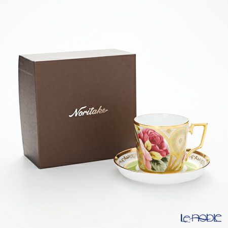 ノリタケ オマージュコレクション H-770J／T2402 コーヒー碗皿（若草色絵薔薇文）