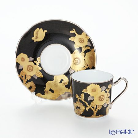 ノリタケ オマージュコレクション H-767J／T2404 デミタス碗皿（黒絵薔薇文）