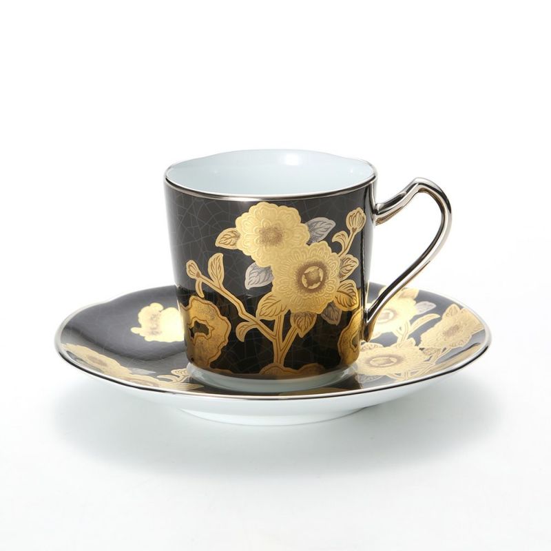 ノリタケ オマージュコレクション H-767J／T2404 デミタス碗皿（黒絵薔薇文）