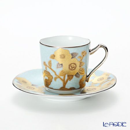 ノリタケ オマージュコレクション H-768J／T2404 デミタス碗皿（淡青絵薔薇文）