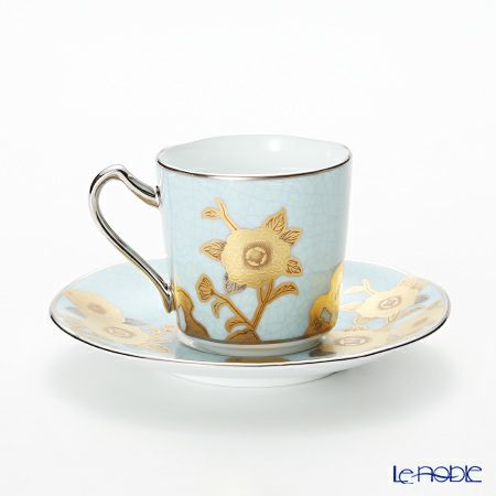 ノリタケ オマージュコレクション H-768J／T2404 デミタス碗皿（淡青絵薔薇文）