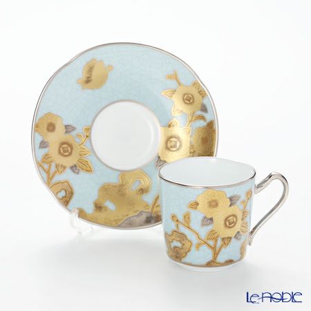 ノリタケ オマージュコレクション H-768J／T2404 デミタス碗皿（淡青絵薔薇文）