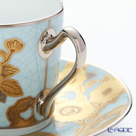 ノリタケ オマージュコレクション H-768J／T2404 デミタス碗皿（淡青絵薔薇文）