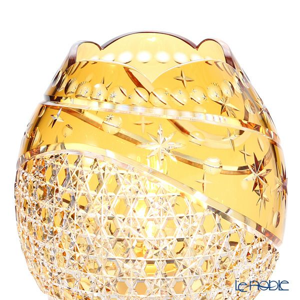 大倉陶園 メリーゴーランド × カガミクリスタル 江戸切子 アンバー ランプスタンド 57LQ635／E267-CUM 白熱灯電球仕様