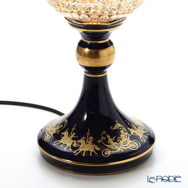 大倉陶園 メリーゴーランド × カガミクリスタル 江戸切子 アンバー ランプスタンド 57LQ635／E267-CUM 白熱灯電球仕様