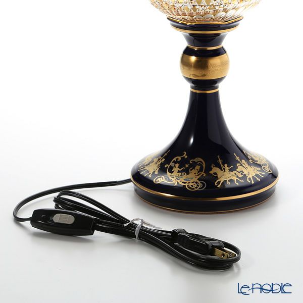 大倉陶園 メリーゴーランド × カガミクリスタル 江戸切子 アンバー ランプスタンド 57LQ635／E267-CUM 白熱灯電球仕様