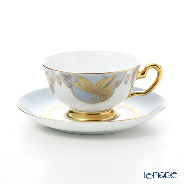 大倉陶園 鳳凰榮白樺紋 碗皿ペアセット 6CR／A946-1